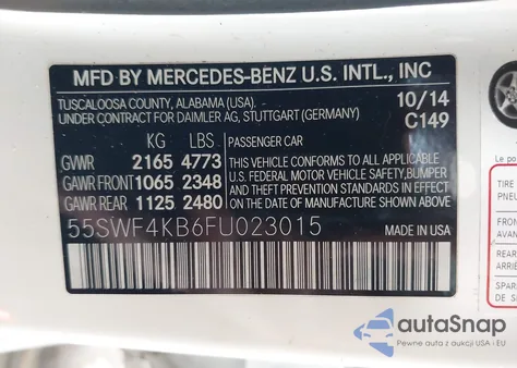2015 Mercedes-Benz C 300 4Matic/Luxury 4Matic/Sport 4Matic from USA, damaged, VIN 55SWF4KB6FU023015
